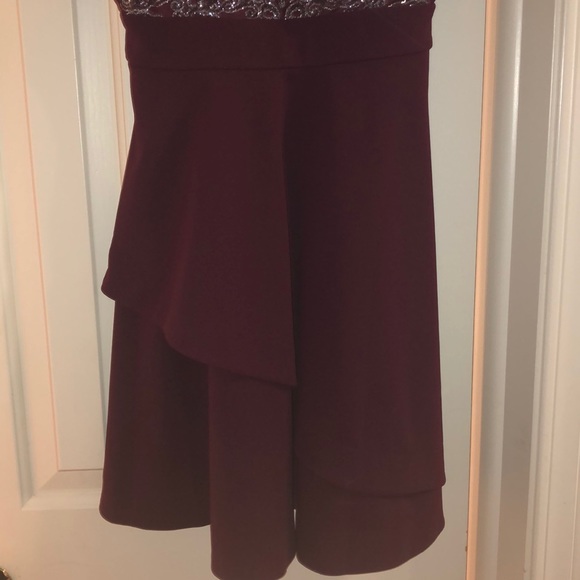 Xtraordinary Dark Red Y-Halter Sequin Bodice Dress - Picture 4 of 5